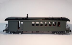 Accucraft D&RGW combine (unlettered), green, 1:20.3 scale